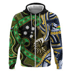 South Sea Islanders And New Caledonia Zip Hoodie Nautilus Shell Southern Cross Tribal Pattern