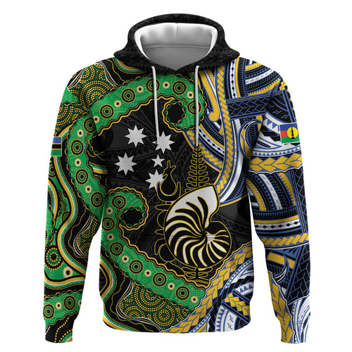 South Sea Islanders And New Caledonia Zip Hoodie Nautilus Shell Southern Cross Tribal Pattern