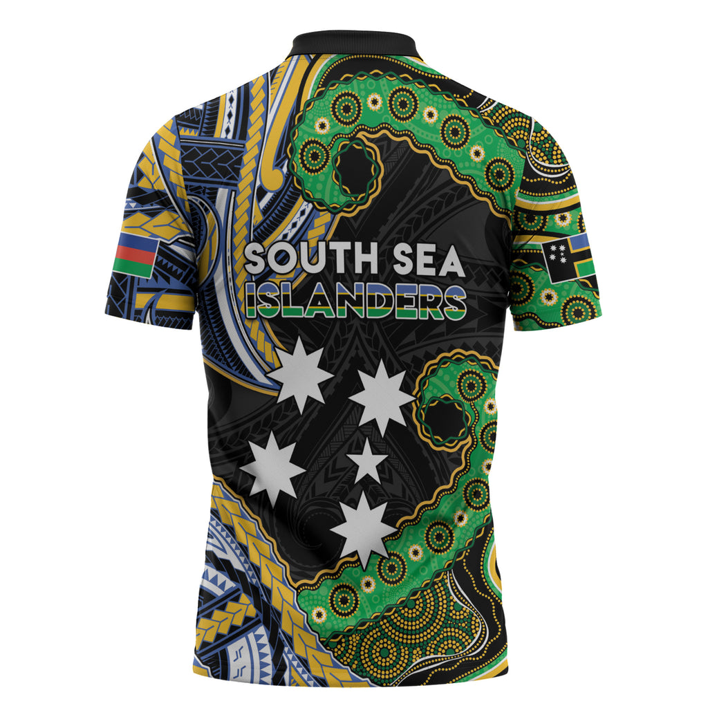 South Sea Islanders And New Caledonia Zipper Polo Shirt Nautilus Shell Southern Cross Tribal Pattern