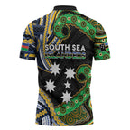 South Sea Islanders And New Caledonia Zipper Polo Shirt Nautilus Shell Southern Cross Tribal Pattern