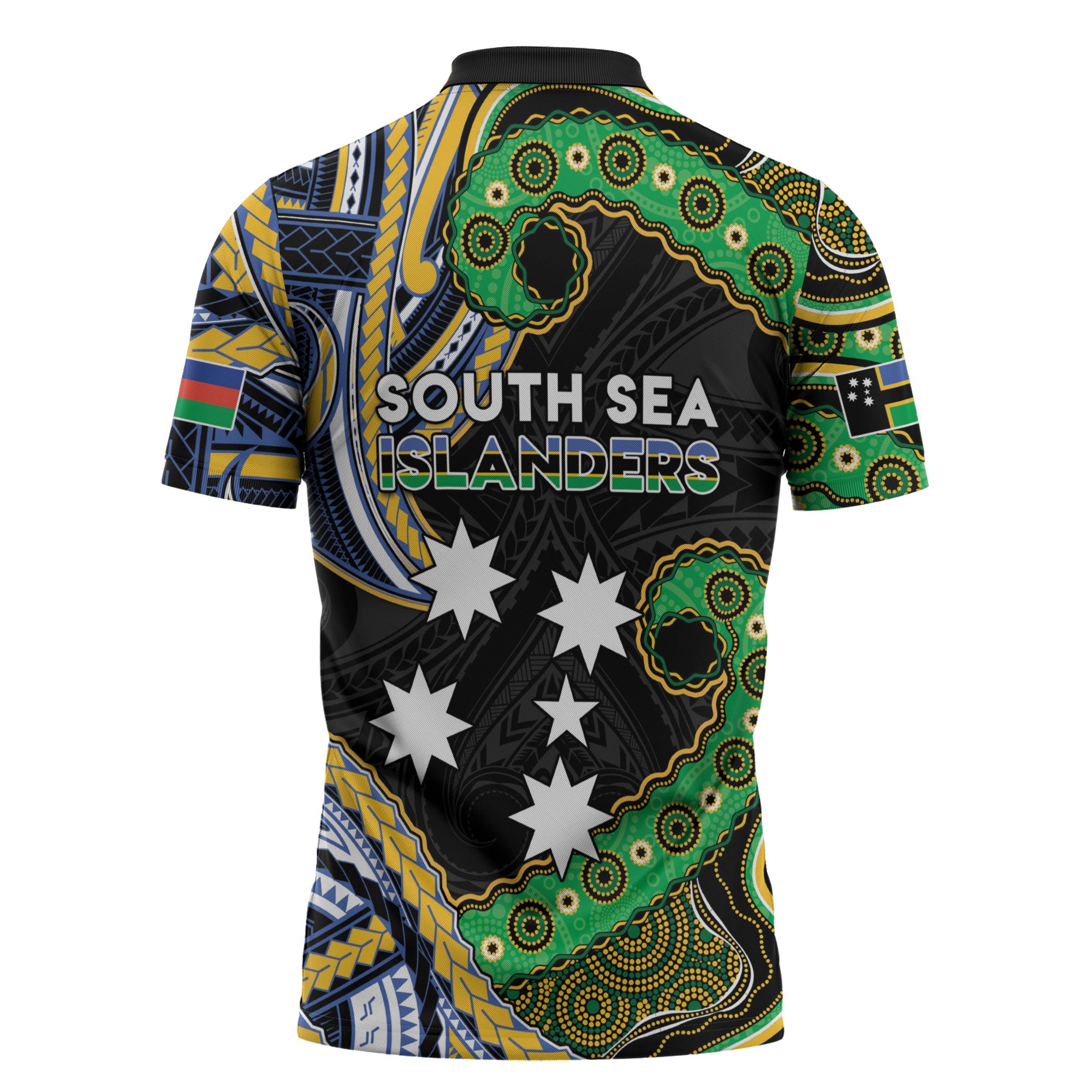 South Sea Islanders And New Caledonia Zipper Polo Shirt Nautilus Shell Southern Cross Tribal Pattern