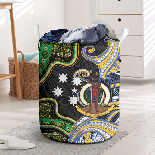 South Sea Islanders And Vanuatu Laundry Basket Boar Tusk Warrior Southern Tribal Pattern