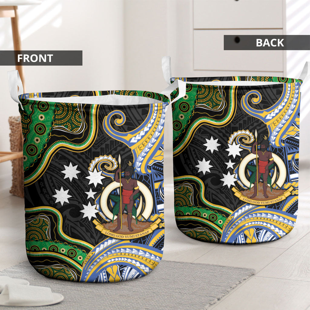 South Sea Islanders And Vanuatu Laundry Basket Boar Tusk Warrior Southern Tribal Pattern