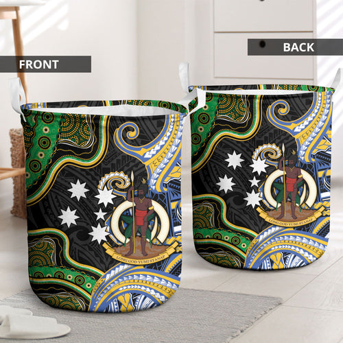 South Sea Islanders And Vanuatu Laundry Basket Boar Tusk Warrior Southern Tribal Pattern