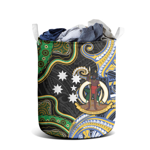 South Sea Islanders And Vanuatu Laundry Basket Boar Tusk Warrior Southern Tribal Pattern