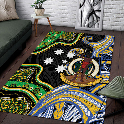 South Sea Islanders And Vanuatu Area Rug Boar Tusk Warrior Southern Tribal Pattern