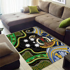 South Sea Islanders And Vanuatu Area Rug Boar Tusk Warrior Southern Tribal Pattern