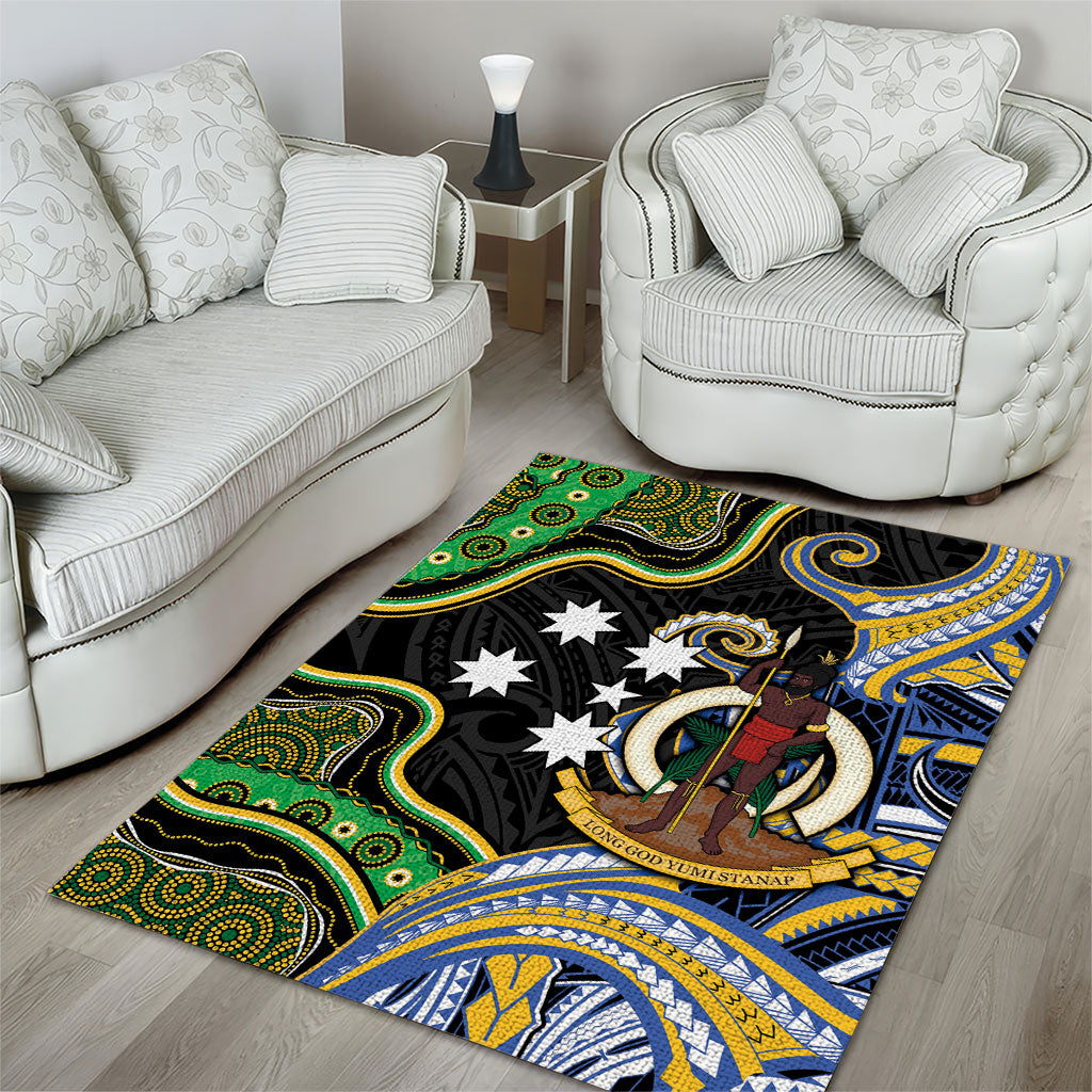 South Sea Islanders And Vanuatu Area Rug Boar Tusk Warrior Southern Tribal Pattern