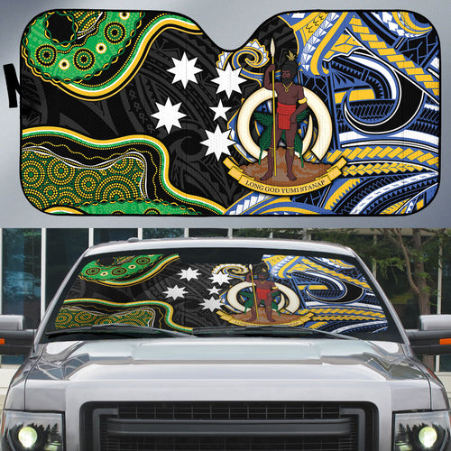 South Sea Islanders And Vanuatu Auto Sun Shade Boar Tusk Warrior Southern Tribal Pattern