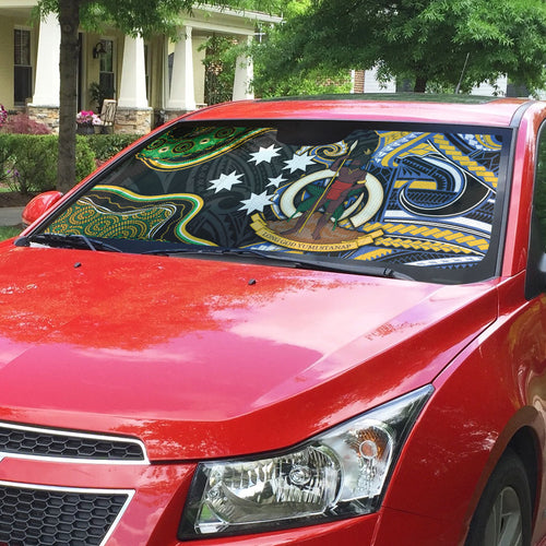 South Sea Islanders And Vanuatu Auto Sun Shade Boar Tusk Warrior Southern Tribal Pattern