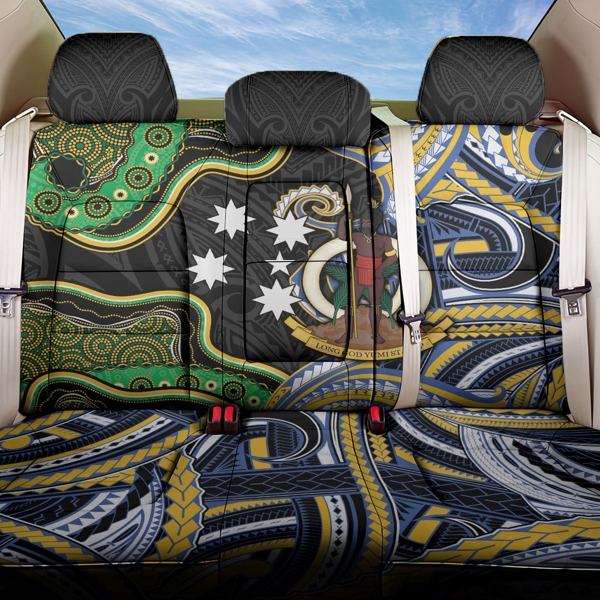 South Sea Islanders And Vanuatu Back Car Seat Cover Boar Tusk Warrior Southern Tribal Pattern