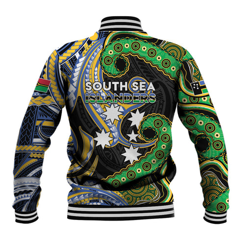 South Sea Islanders And Vanuatu Baseball Jacket Boar Tusk Warrior Southern Tribal Pattern