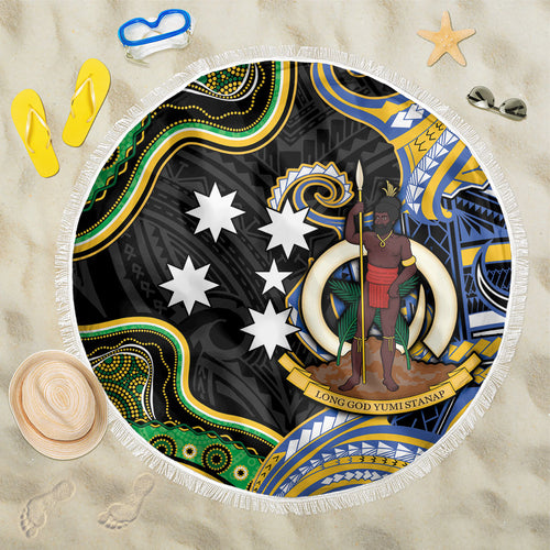 South Sea Islanders And Vanuatu Beach Blanket Boar Tusk Warrior Southern Tribal Pattern