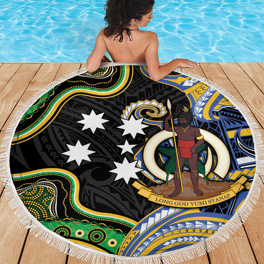 South Sea Islanders And Vanuatu Beach Blanket Boar Tusk Warrior Southern Tribal Pattern