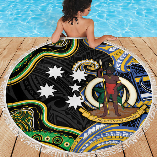 South Sea Islanders And Vanuatu Beach Blanket Boar Tusk Warrior Southern Tribal Pattern