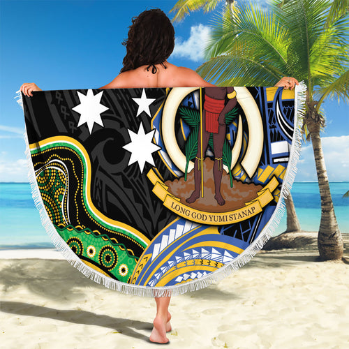 South Sea Islanders And Vanuatu Beach Blanket Boar Tusk Warrior Southern Tribal Pattern