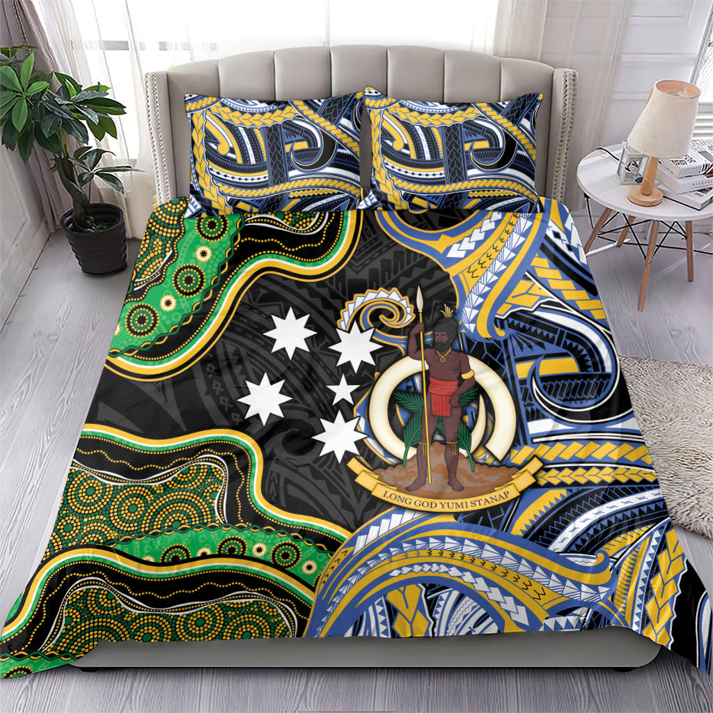 South Sea Islanders And Vanuatu Bedding Set Boar Tusk Warrior Southern Tribal Pattern