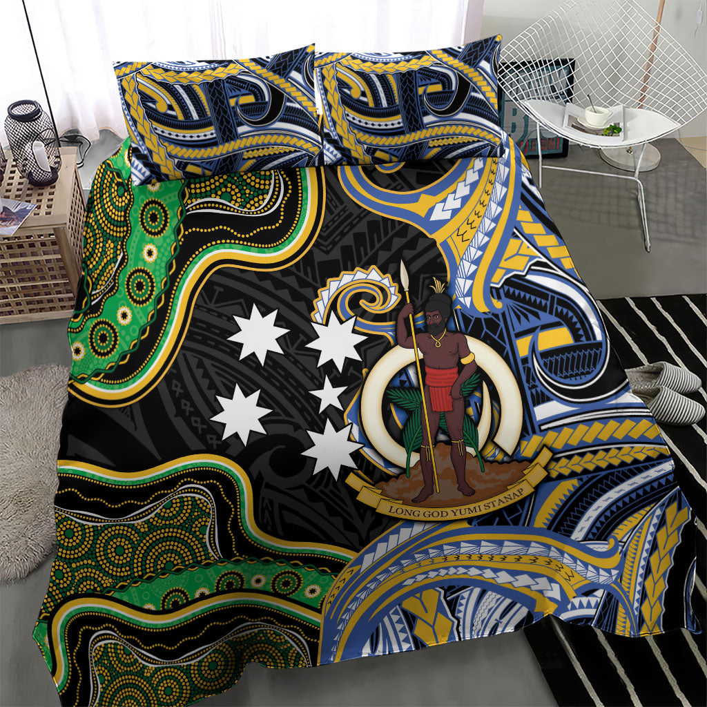South Sea Islanders And Vanuatu Bedding Set Boar Tusk Warrior Southern Tribal Pattern
