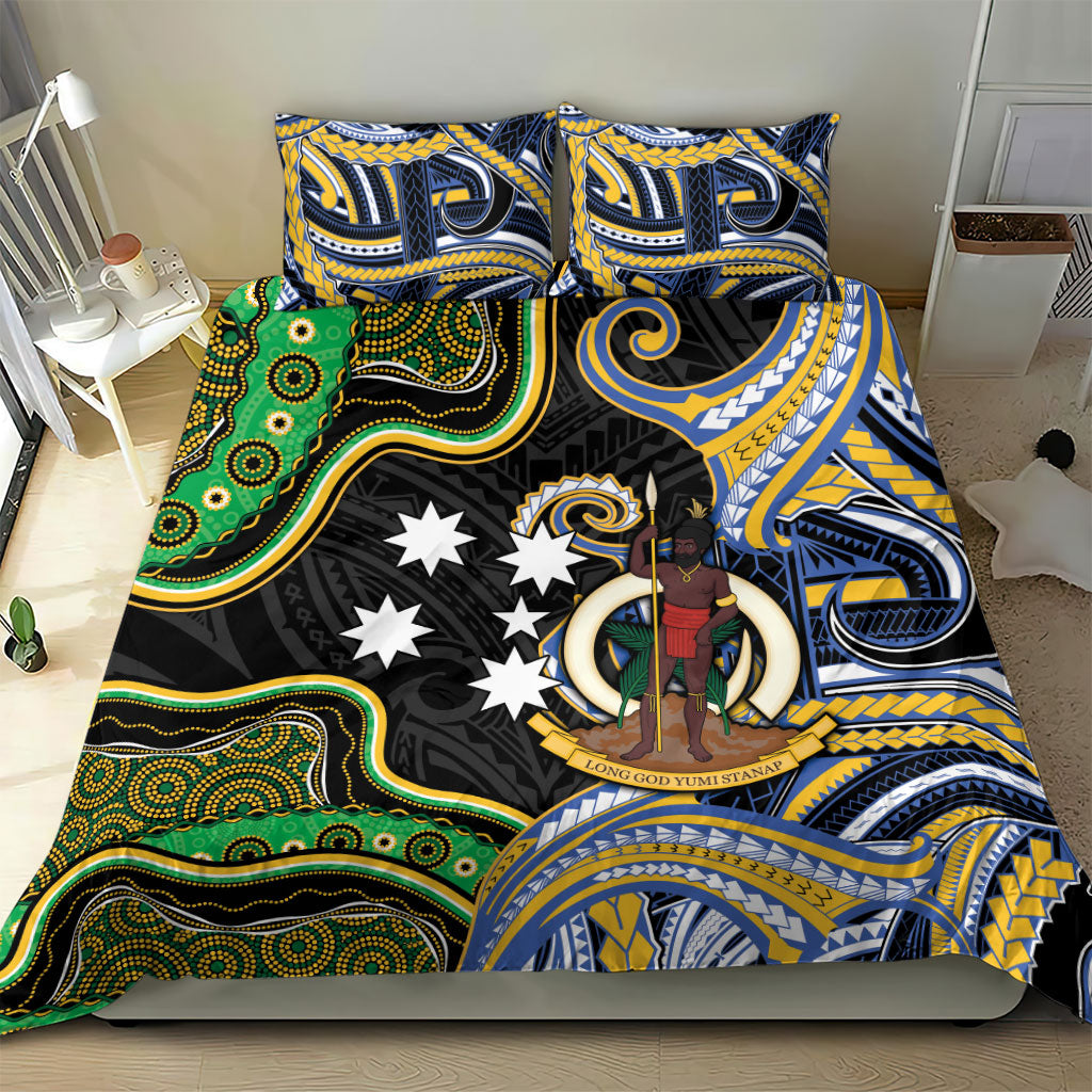South Sea Islanders And Vanuatu Bedding Set Boar Tusk Warrior Southern Tribal Pattern