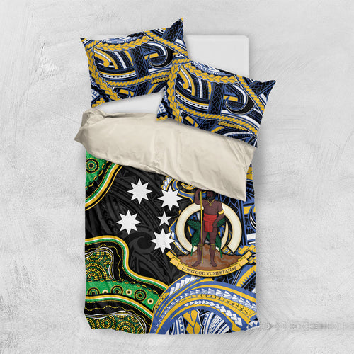 South Sea Islanders And Vanuatu Bedding Set Boar Tusk Warrior Southern Tribal Pattern