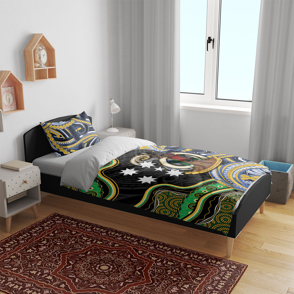 South Sea Islanders And Vanuatu Bedding Set Boar Tusk Warrior Southern Tribal Pattern