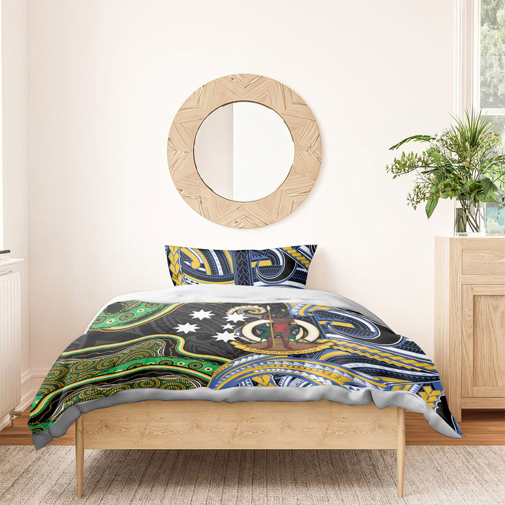 South Sea Islanders And Vanuatu Bedding Set Boar Tusk Warrior Southern Tribal Pattern