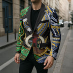 South Sea Islanders And Vanuatu Blazer Boar Tusk Warrior Southern Tribal Pattern