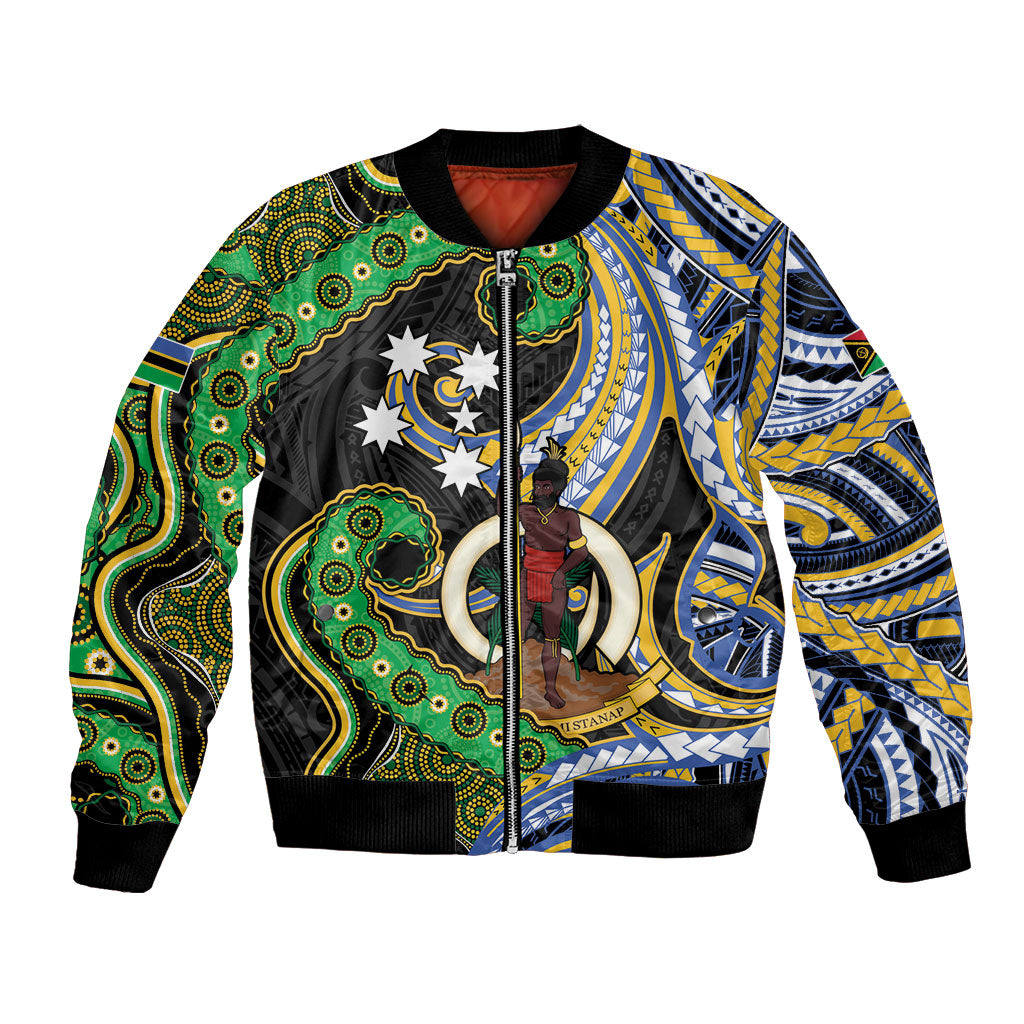 South Sea Islanders And Vanuatu Bomber Jacket Boar Tusk Warrior Southern Tribal Pattern
