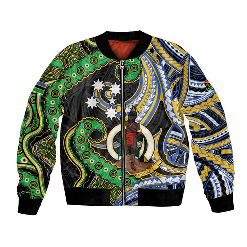 South Sea Islanders And Vanuatu Bomber Jacket Boar Tusk Warrior Southern Tribal Pattern