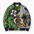South Sea Islanders And Vanuatu Bomber Puffer Jacket Boar Tusk Warrior Southern Tribal Pattern