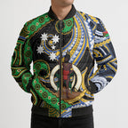 South Sea Islanders And Vanuatu Bomber Puffer Jacket Boar Tusk Warrior Southern Tribal Pattern
