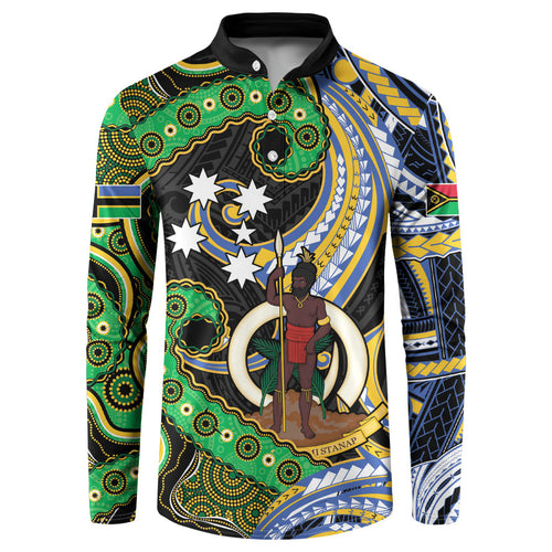 South Sea Islanders And Vanuatu Button Sweatshirt Boar Tusk Warrior Southern Tribal Pattern