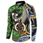 South Sea Islanders And Vanuatu Button Sweatshirt Boar Tusk Warrior Southern Tribal Pattern