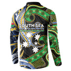 South Sea Islanders And Vanuatu Button Sweatshirt Boar Tusk Warrior Southern Tribal Pattern