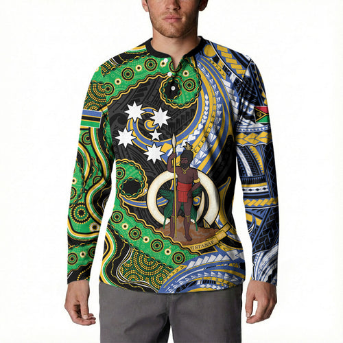 South Sea Islanders And Vanuatu Button Sweatshirt Boar Tusk Warrior Southern Tribal Pattern