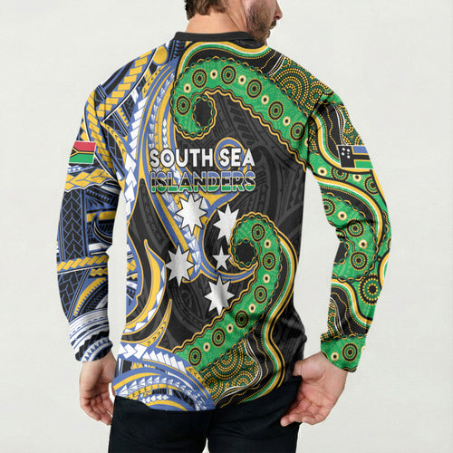 South Sea Islanders And Vanuatu Button Sweatshirt Boar Tusk Warrior Southern Tribal Pattern
