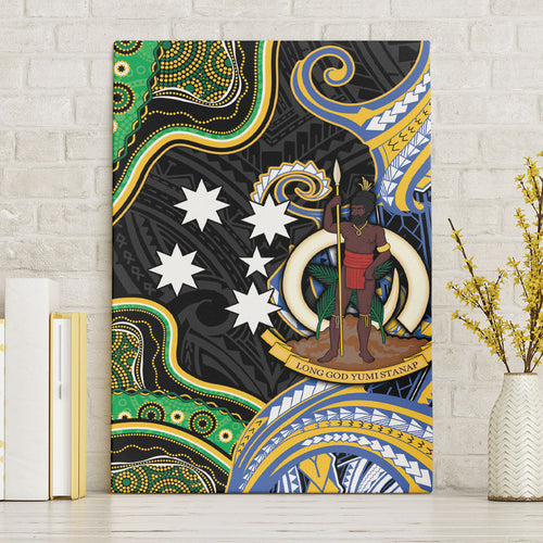South Sea Islanders And Vanuatu Canvas Wall Art Boar Tusk Warrior Southern Tribal Pattern