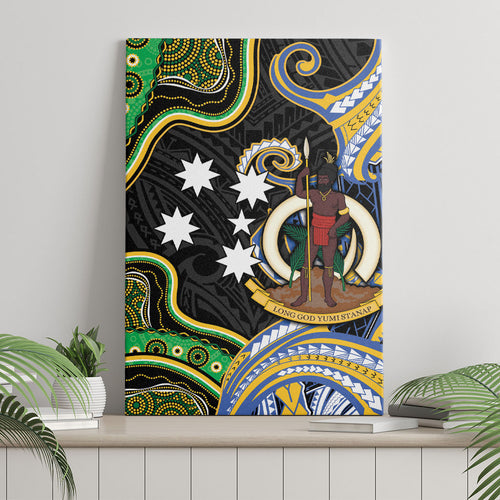 South Sea Islanders And Vanuatu Canvas Wall Art Boar Tusk Warrior Southern Tribal Pattern
