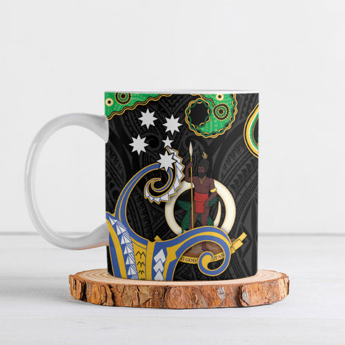 South Sea Islanders And Vanuatu Ceramic Mug Boar Tusk Warrior Southern Tribal Pattern