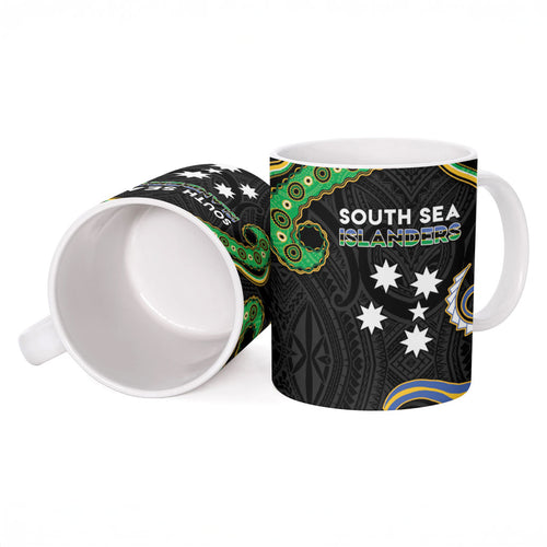 South Sea Islanders And Vanuatu Ceramic Mug Boar Tusk Warrior Southern Tribal Pattern