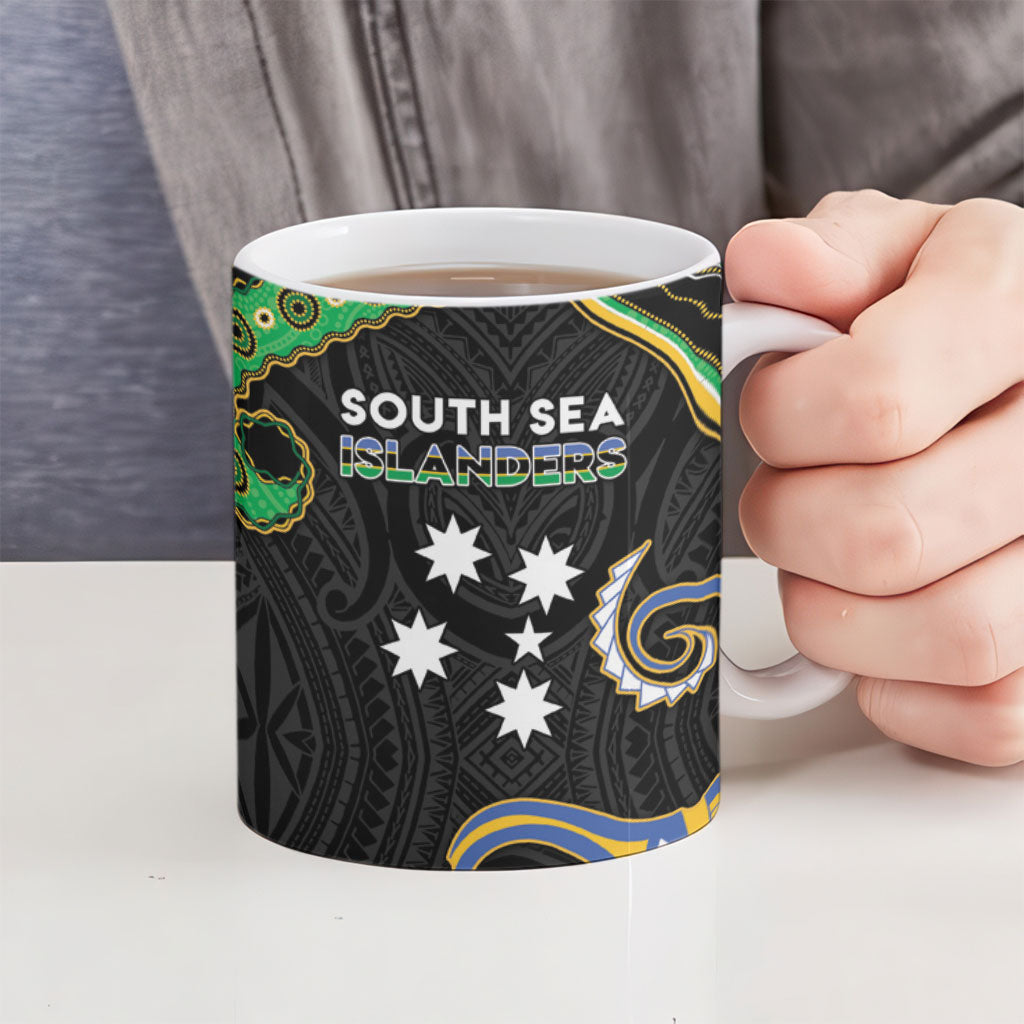 South Sea Islanders And Vanuatu Ceramic Mug Boar Tusk Warrior Southern Tribal Pattern