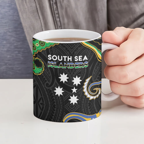 South Sea Islanders And Vanuatu Ceramic Mug Boar Tusk Warrior Southern Tribal Pattern