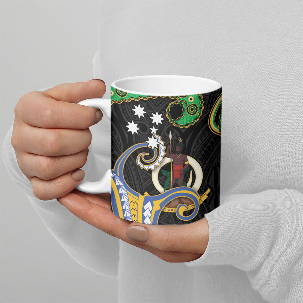 South Sea Islanders And Vanuatu Ceramic Mug Boar Tusk Warrior Southern Tribal Pattern