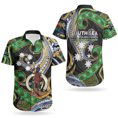 South Sea Islanders And Vanuatu Couples Matching Off Shoulder Maxi Dress and Hawaiian Shirt Boar Tusk Warrior Southern Tribal Pattern