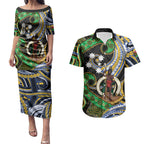 South Sea Islanders And Vanuatu Couples Matching Puletasi and Hawaiian Shirt Boar Tusk Warrior Southern Tribal Pattern