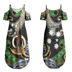 South Sea Islanders And Vanuatu Couples Matching Summer Maxi Dress and Hawaiian Shirt Boar Tusk Warrior Southern Tribal Pattern