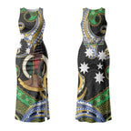 South Sea Islanders And Vanuatu Couples Matching Tank Maxi Dress and Long Sleeve Button Shirt Boar Tusk Warrior Southern Tribal Pattern