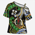 South Sea Islanders And Vanuatu Cross Shoulder Shirt Boar Tusk Warrior Southern Tribal Pattern