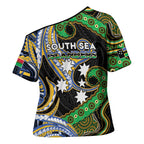 South Sea Islanders And Vanuatu Cross Shoulder Shirt Boar Tusk Warrior Southern Tribal Pattern