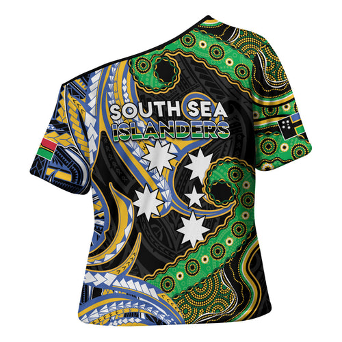 South Sea Islanders And Vanuatu Cross Shoulder Shirt Boar Tusk Warrior Southern Tribal Pattern